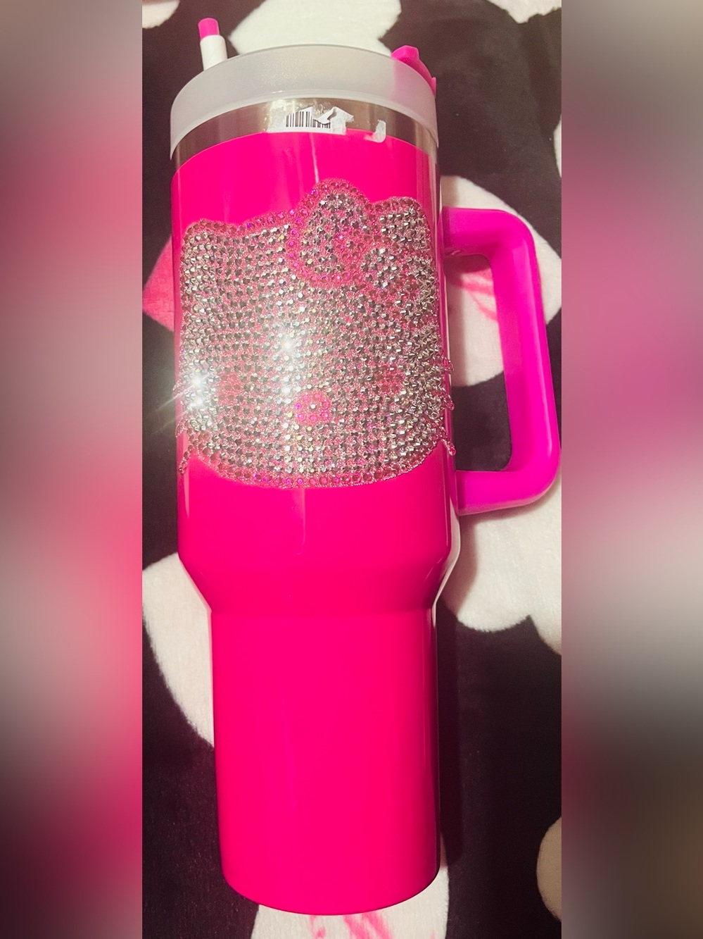 Hello Kitty Hot Pink Rhinestone Travel Tumbler with Handle